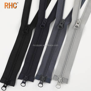 Fermetures en nylon RHC # 8 # 5 # 3 fermetures éclair en nylon à glissière <span class=keywords><strong>double</strong></span> personnalisées, <span class=keywords><strong>fermeture</strong></span> éclair en nylon à extrémité ouverte pour veste, manteau - Product Image 1