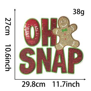 Parches bordados Jingerman de lentejuelas ostentosas a la moda para camisetas Oh Snap <span class=keywords><strong>Jinger</strong></span> Breadman parches de Navidad apliques personalizados - Product Image 2