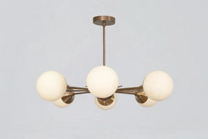 Lámpara de Techo Estilo Sputnik de Latón, Hecha a Mano, Moderna de Mediados de Siglo, 6 Luces, Globo, Estilo MCM, Vintage - Product Image 2