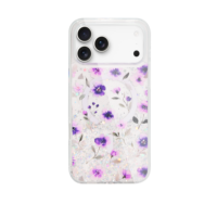 Funda para Teléfono 17Pro Max con Flores Secas y Purpurina, TPU+PC, Cubierta Suave con Soporte, Protección 360°, Antigolpes, Diseño Floral Bonito, DIY
