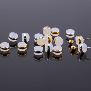 Accessoires pour boucles d'oreilles DIY, en résine plastique, ronds, antidérapants, pour la fabrication de boucles d'oreilles, style hamburger transparent avec bord doré - Product Image 4