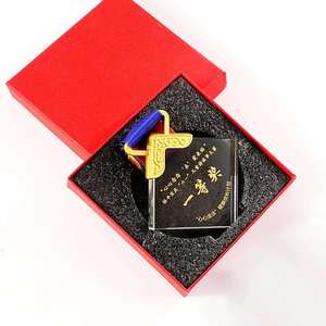 Neue Rhombus Form Kristall medaille Gold und Silber Bronze MEDAILLEN mit Band MH-J0826 - Product Image 3