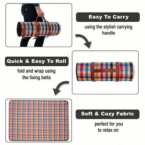 Manta de Picnic Impermeable Personalizada de 3 Capas, Ligera y Portátil, con Estampado a Cuadros de Esponja Acrílica, Tapete para Acampar y Hacer Senderismo - Product Image 4