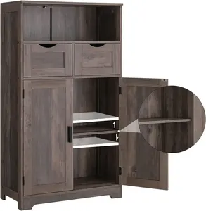 Шкаф для хранения с 2 регулируемыми ящиками и 2 полками, напольный шкаф для ванной комнаты с дверным шкафом для гостиной