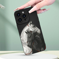 Coque de téléphone en TPU rigide avec texture mate, noir et blanc, pour iPhone 12 13 14 15 16 Pro Max