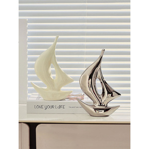 Adorno de velero moderno, decoración de cerámica para sala de estar, oficina, hogar, regalo, decoración navideña, forma irregular J123 - Product Image 1