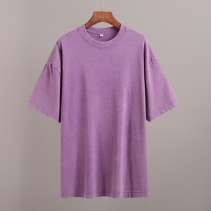 T-shirt d'été à manches courtes, style européen décontracté, col rond, effet délavé et sablé - Product Image 4