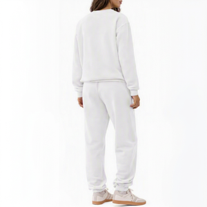 Top Unisex <b>Plus</b> <b>Size</b> Plain Solid Two Piece Outfits Sweatsuit <b>Lounge</b> <b>Set</b> Long Sleeve Crewneck Sweatshirt Jogger Pants Tracksuit - Product Image 2