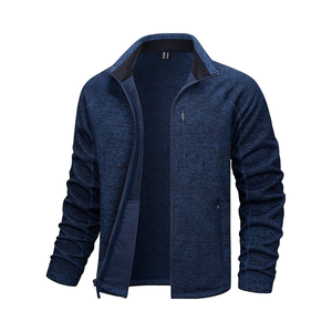 For Men's Casual Stylish Full Zip-up Fleece <strong>Jacket</strong> Windproof Stand Collar Pockets Lightweight Polyester Winter Office Front - Product Image 1