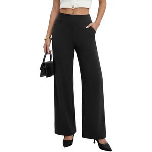 FOXA Womens Wide Leg <b>Pants</b> Stretchy <b>Work</b> Trousers Business Casual Office Slacks With Pockets Anti-Wrinkle - Product Image 1