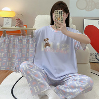Ensemble de pyjama d'été pour femmes Yicheng, trois pièces, à manches courtes, avec impression numérique, pour la maison