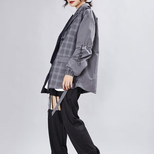 Nuevo Traje Retro Pequeño para Mujer, Chaqueta de Traje en Capas con Costuras a Cuadros de Dos Colores, Puños Elásticos, Manga Larga, Blazer Informal - Product Image 4