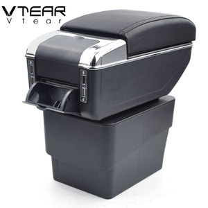 Vtear-reposabrazos de cuero para <span class=keywords><strong>Skoda</strong></span> <span class=keywords><strong>octavia</strong></span> A7, caja de almacenamiento con interfaz USB, hilo rojo, decoración interior de coche, ABS, reposabrazos, accesorios - Product Image 5