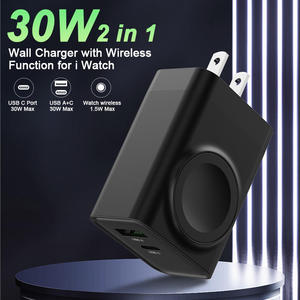 Sạc tường TKT <span class=keywords><strong>2025</strong></span> hai cổng USB 30W, sạc điện 2 trong 1 mới cho iPhone, đồng hồ thông minh, chức năng không dây, bảo vệ OTP OVP - Product Image 3