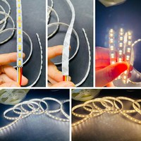 Ruban LED flexible horizontal à double température de couleur réglable, bande lumineuse incurvée 8 mm PCB 15 W/m pour éclairage linéaire personnalisé