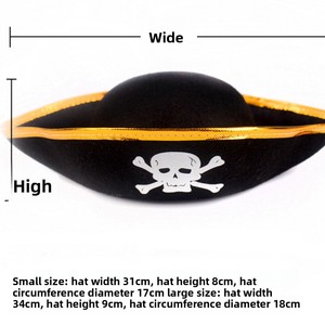 Nuovo Cappello Tricorno da Pirata per Halloween con Bordo Oro/Argento, Materiale Durevole e Riutilizzabile, Accessorio per Costume Stile Capitano dei Caraibi - Product Image 5