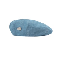 Boina vaquera azul para mujer, sombrero de boina de algodón, gorro de algodón para artista francés