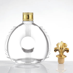 Mini bouteille de vin 250ml-750ml <span class=keywords><strong>verre</strong></span> VISA pour Vodka Brandy eau liège gravure décalcomanie estampage à chaud en gros Carton emballage - Product Image 1