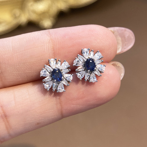 Pendientes <span class=keywords><strong>de</strong></span> Rubí Natural con Corte Ovalado, Plata S925 con Baño <span class=keywords><strong>de</strong></span> Rodio, Estilo Original, Piedra Preciosa <span class=keywords><strong>para</strong></span> Mujer, Regalo <span class=keywords><strong>de</strong></span> Boda - Product Image 3