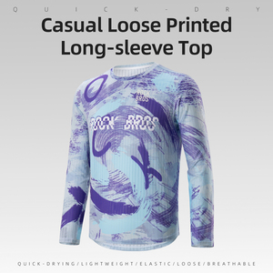 <span class=keywords><strong>Maglia</strong></span> da <span class=keywords><strong>Ciclismo</strong></span> ROCKBROS Traspirante Antivento Stampata Oversize a Maniche Lunghe per Bici da Montagna e Strada Top Casual Unisex - Product Image 2