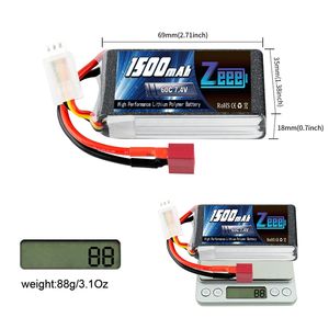 Zeee 2S 7.4V 60C 1500Mah Rc Lipo Batterij Met Deans Plug Voor Fpv Drone Quadcopter Helicopter Vliegtuig - Product Image 3