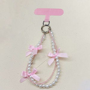 Chaîne de <span class=keywords><strong>téléphone</strong></span> double couche en perles avec nœud, pendentif et breloque tendance pour téléphones, cordon fait main, breloque de <span class=keywords><strong>téléphone</strong></span> en perles - Product Image 1