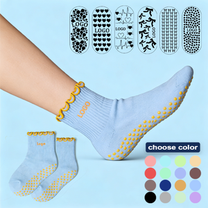 Chaussettes de yoga en coton de haute qualité pour femmes et bébés, antidérapantes, pour le sport, le ballet, le Pilates, avec volants, personnalisables - Product Image 1