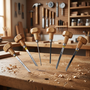 Juego de grabadores SUNTOOLS/STIPL, 6 puntas cónicas de hierro con mango de madera, herramientas de grabado de joyería para hacer joyas DIY, creación de muestras/moldes - Product Image 4