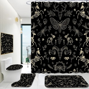 Cortina de Ducha de Poliéster con Diseño de Bosque Esqueletizado Negro, Cortina de Baño con Impresión Digital, Impermeable, Impresión Personalizada, Venta al por Mayor, Moderna - Product Image 3