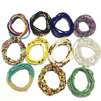Manik-manik Pinggang Elastis BOHO Baya Perle 80cm untuk Wanita Afrika, Rantai Tubuh, Untaian Manik-manik Pinggang untuk Perhiasan Wanita