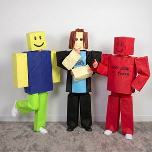 Costume de cosplay Roblox pour enfants, style Block Man, pour fêtes et spectacles, Minion Rouge souriant, identique à l'original du jeu - Product Image 1