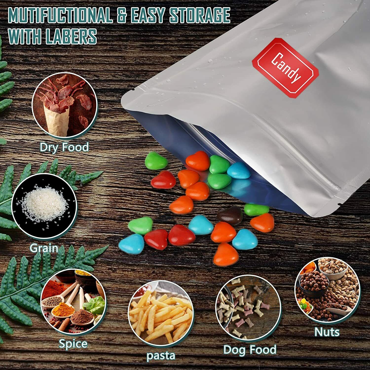 Stand-Up Resealable Heat Seal Bags Frosted Silver Foil Sealed Bags