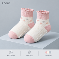 Chaussettes antidérapantes en coton biologique pour bébés et enfants, blanches, avec volants, à adhérence douce, production en gros, évaluation des motifs, calibrage des tailles