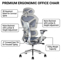 Nouvelle Chaise de Bureau Exécutive en Aluminium Ultra Ergonomique, Inclinable, Pivotante, en Maille, pour Gaming et Travail sur Ordinateur