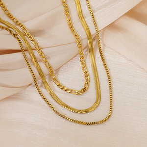 <span class=keywords><strong>Collana</strong></span> in Acciaio Inossidabile Placcata Oro 18K con Catena a Maglie Geometriche a Forma di <span class=keywords><strong>S</strong></span>, Trendy, per Anniversario, Vendita all'Ingrosso - Product Image 2
