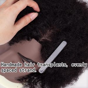 Tête <span class=keywords><strong>de</strong></span> mannequin <span class=keywords><strong>africain</strong></span> <span class=keywords><strong>de</strong></span> 6 pouces avec barbe, cheveux humains 100% bouclés afro pour la formation des barbiers et la pratique du tressage <span class=keywords><strong>de</strong></span> coiffures - Product Image 5