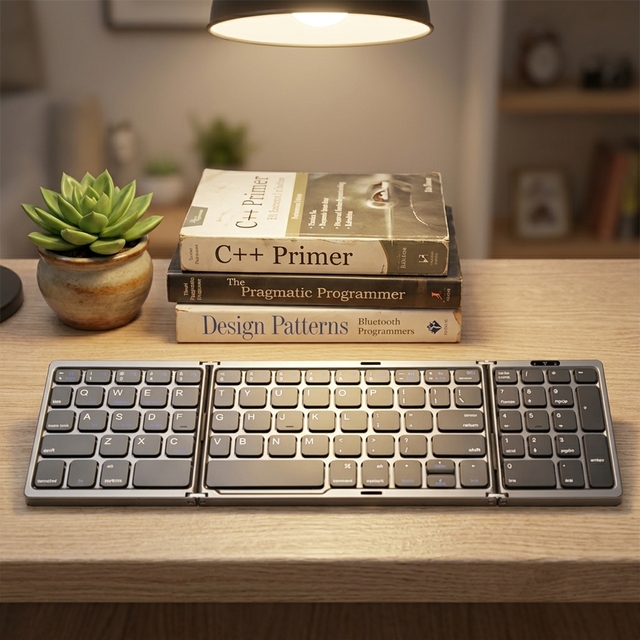 B089 OEM ODM Tri-Fold Wireless Keyboard Ultra-Slim Portable ABS Keyboard with USB-C Charging