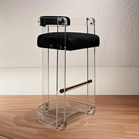 Chaises de bar modernes en acrylique avec coussins en velours, durables et écologiques, pour appartement, maison, comptoir de bar - Vente en gros usine