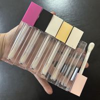 Tube de brillant à lèvres ISMAN personnalisé avec logo, 5 ml, grand applicateur, couleurs Or, Or Rose, Argent, Noir, Blanc, Rose, Contenant vide pour brillant à lèvres, Marque Privée