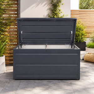 <span class=keywords><strong>Coffre</strong></span> de <span class=keywords><strong>rangement</strong></span> extérieur en acier pour jardin, avec couvercle relevable, facilement assemblable, capacité 450L, pour coussins de patio, meubles, outils, <span class=keywords><strong>piscine</strong></span> - Product Image 4