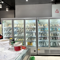 Vitrine Réfrigérée Commerciale pour Gâteaux et Crèmes Glacées, 2/3 Portes Côte à Côte, Refroidissement par Air, Étagères Réglables, Électronique