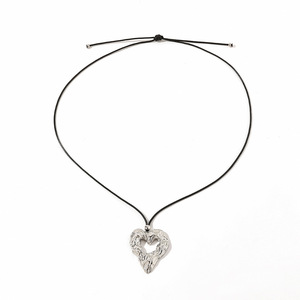 Collar con colgante de corazón de acero inoxidable, plateado, ajustable, para mujer, regalo, joyería - Product Image 4