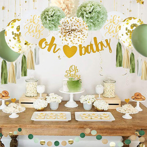 Nouvel Arrivage : Ensemble de Ballons Verts, Pompons en Papier, Fleurs – Accessoires Décoratifs pour Arche de Fête (Baby Shower, Remise de Diplôme, Fête des Mères) - Product Image 2