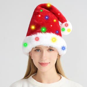 Modern Art Cloth Material LED Light Plush Slouchy Fit Adult <strong>Children's</strong> <strong>Christmas</strong> <strong>Hat</strong> for Party Dress-Up Cross-Border Decorations - Product Image 1