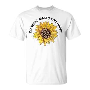 T-shirt Sunflower avec citation « Faites ce qui vous rend heureux », design unisexe, taille adulte - Product Image 1