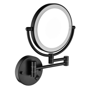 Espejo de Maquillaje Redondo para Montar en la Pared DB, con Aumento de 2x, Doble Cara, Plegable, con Iluminación LED - Product Image 1