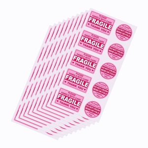 Наклейка Anlucci розовая водонепроницаемая, хрупкая, самоклеящаяся, 2''*3'', из мелованной бумаги, настраиваемая, для доставки, не наступать на нее, складная этикетка для почтовых отправлений - Product Image 2