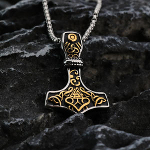 Men's Stainless Steel <b>Thor</b> <b>Hammer</b> Pendant <b>Necklace</b> Geometric Viking Symbol Gift Jewelry Fashion Accessory - Product Image 2