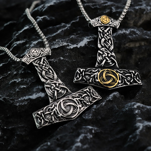 Nordic Viking Pendant Stainless Steel Necklace Men's Celtic Knot Design <b>Cross</b> Shape Gift Jewelry Fashion Pendant - Product Image 1
