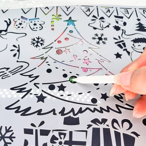 Scratch Books de dibujos animados A4 con plantilla para niños, diferentes temas, papel para rascar arcoíris grande, Nota con palos de bambú, <span class=keywords><strong>Scrtach</strong></span> Card - Product Image 3